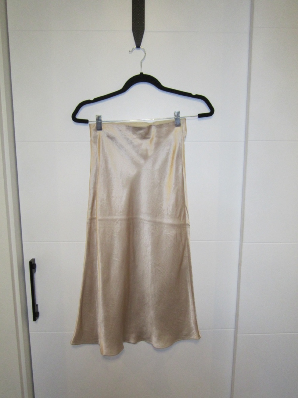 Babaton Champagne Satin A-Line Slip Skirt